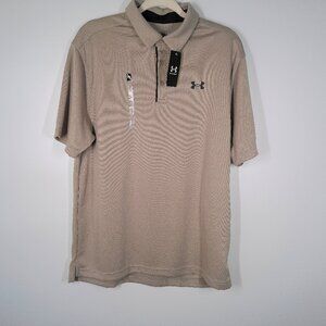 Under Armour Tech Golf Polo Shirt Size Large Short Sleeve Taupe